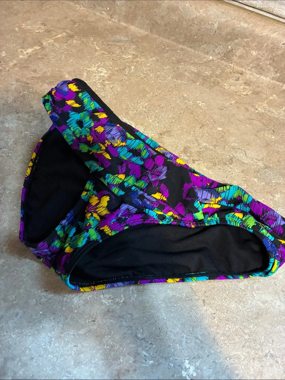 Allen B Vibrant Floral Tankini Set in Purple, Teal & Yellow Top- 12 Bottom- 10 - Picture 9 of 14